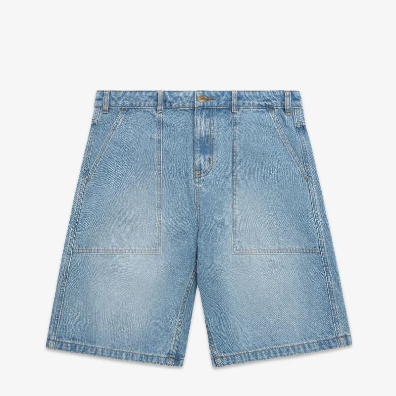 Patch Pocket Denim Shorts Faded Blue