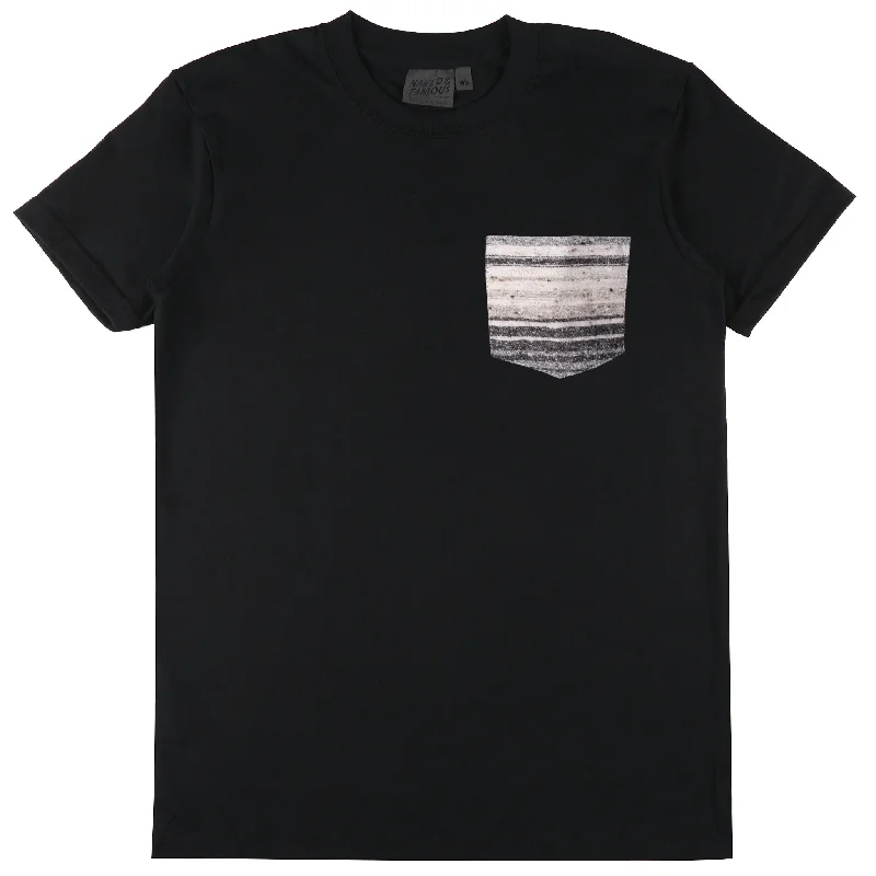 Cozy Basics Basic Casuals Pocket Tee - Black + Heavyweight Stripe Grey