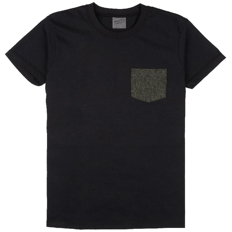 Cozy Basics Everyday Jackets Pocket Tee - Black - Triple Yarn Twist Brushed Flannel - Forest Green
