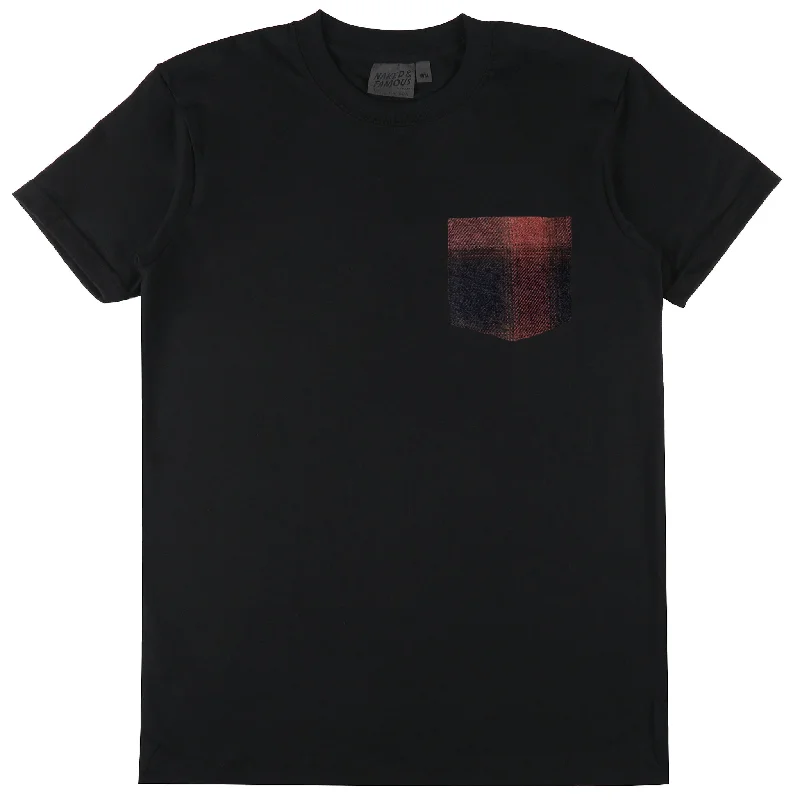 Comfortable Wearables Classic Shirts Pocket Tee - Black + Tweedy Cotton Vintage Brushed - Red Comfortable Wearables Classic Shirts Pocket Tee - Black + Tweedy Cotton Vintage Brushed - Red