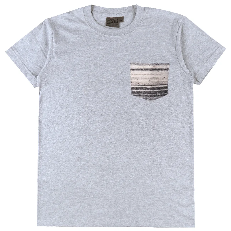 Comfortable Wearables Practical Outfits Pocket Tee - Heather Grey + Heavyweight Stripe Grey