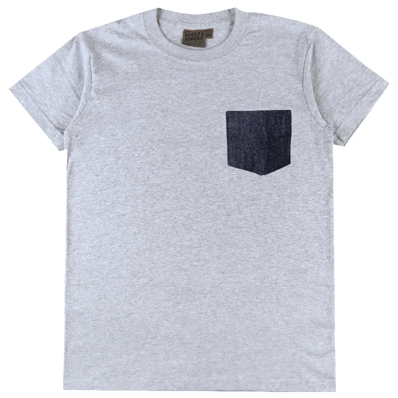 Everyday Denim Comfortable Suits Pocket Tee - Heather Grey + Slub Nep Rinsed Denim