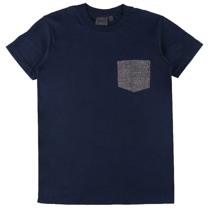 Soft Sweaters Fashionable Hoodies Pocket Tee - Navy + Kimono Print - Scales
