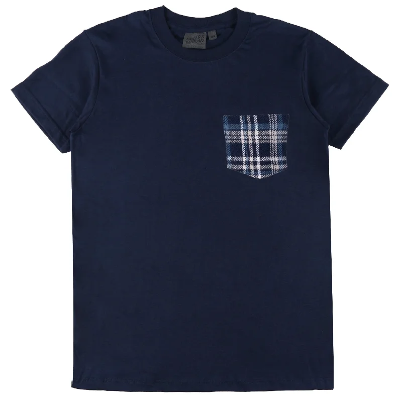 Urban Wear Casual Footwear Pocket Tee - Navy + Triple Yarn Twill Check Brush - Navy