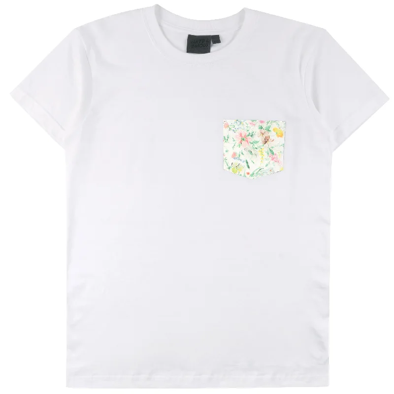 Fashion Comfort Urban Accessories Pocket Tee - White - Floral Painting - White