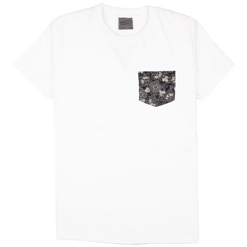 Relaxed Layers Sporty T-shirts Pocket Tee - White - Kimono Floral