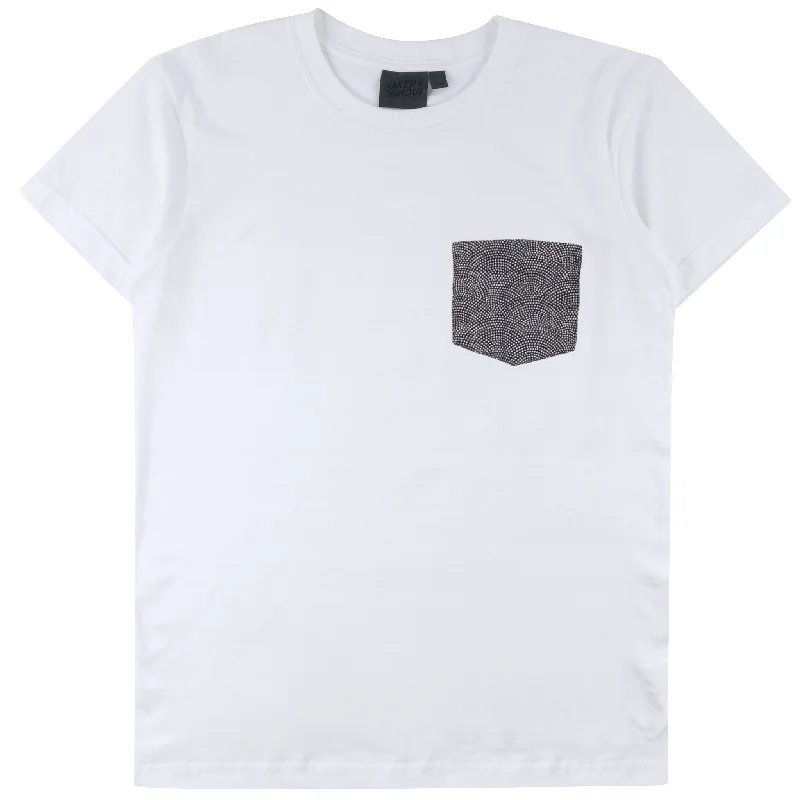 Cool Jackets Comfort Tops Pocket tee - White + Kimono Print - Scales