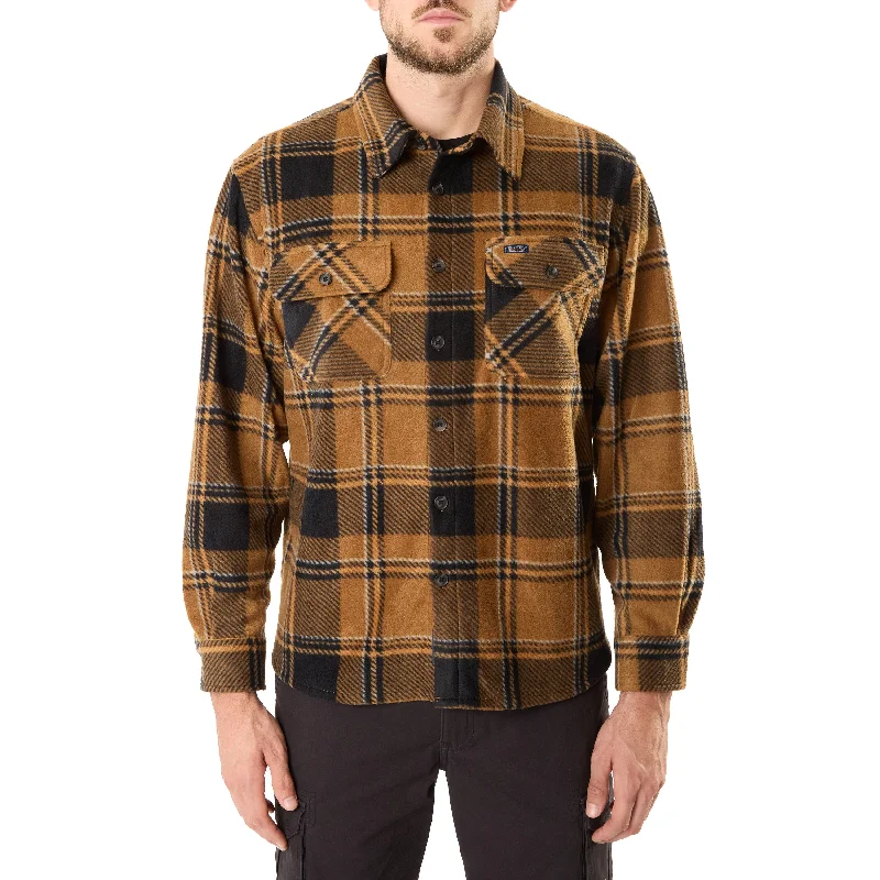 Relaxed Activewear Sleek Tops PRINTED PLAID MICROFLEECE SHIRT