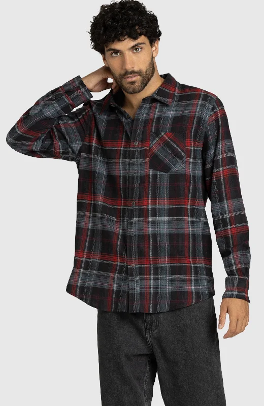 Red and Grey Plaid Flannel Shirt