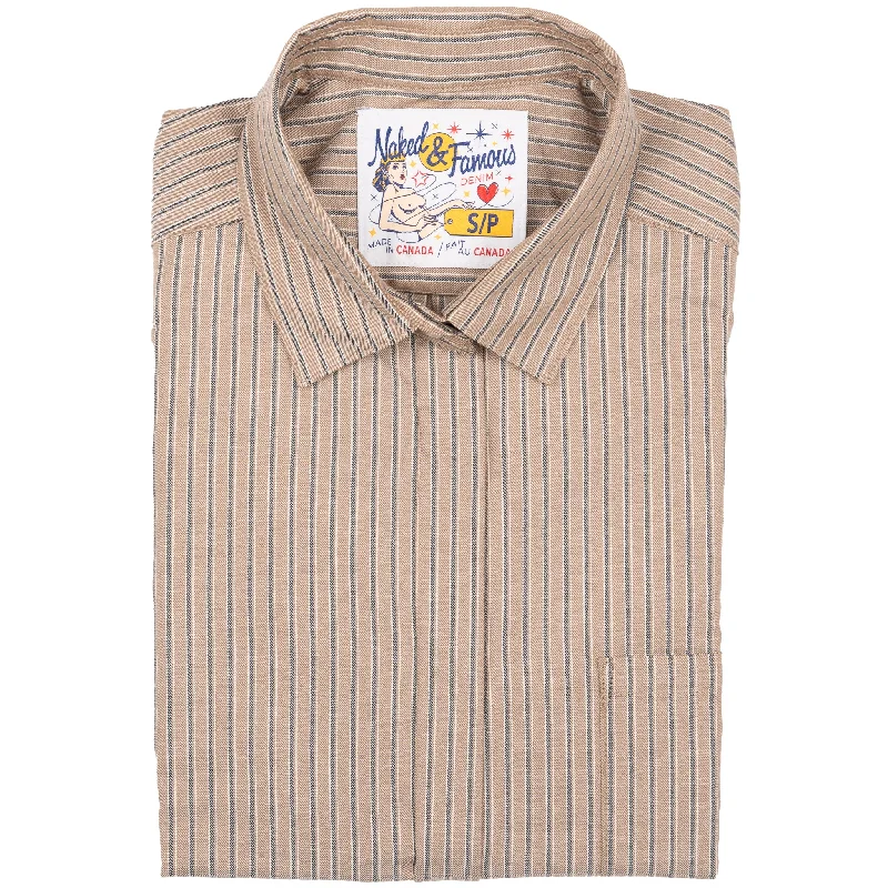 Lightwear Options Sporty Hoodies Roomy Shirt - Soft Finish Classic Stripe - Taupe