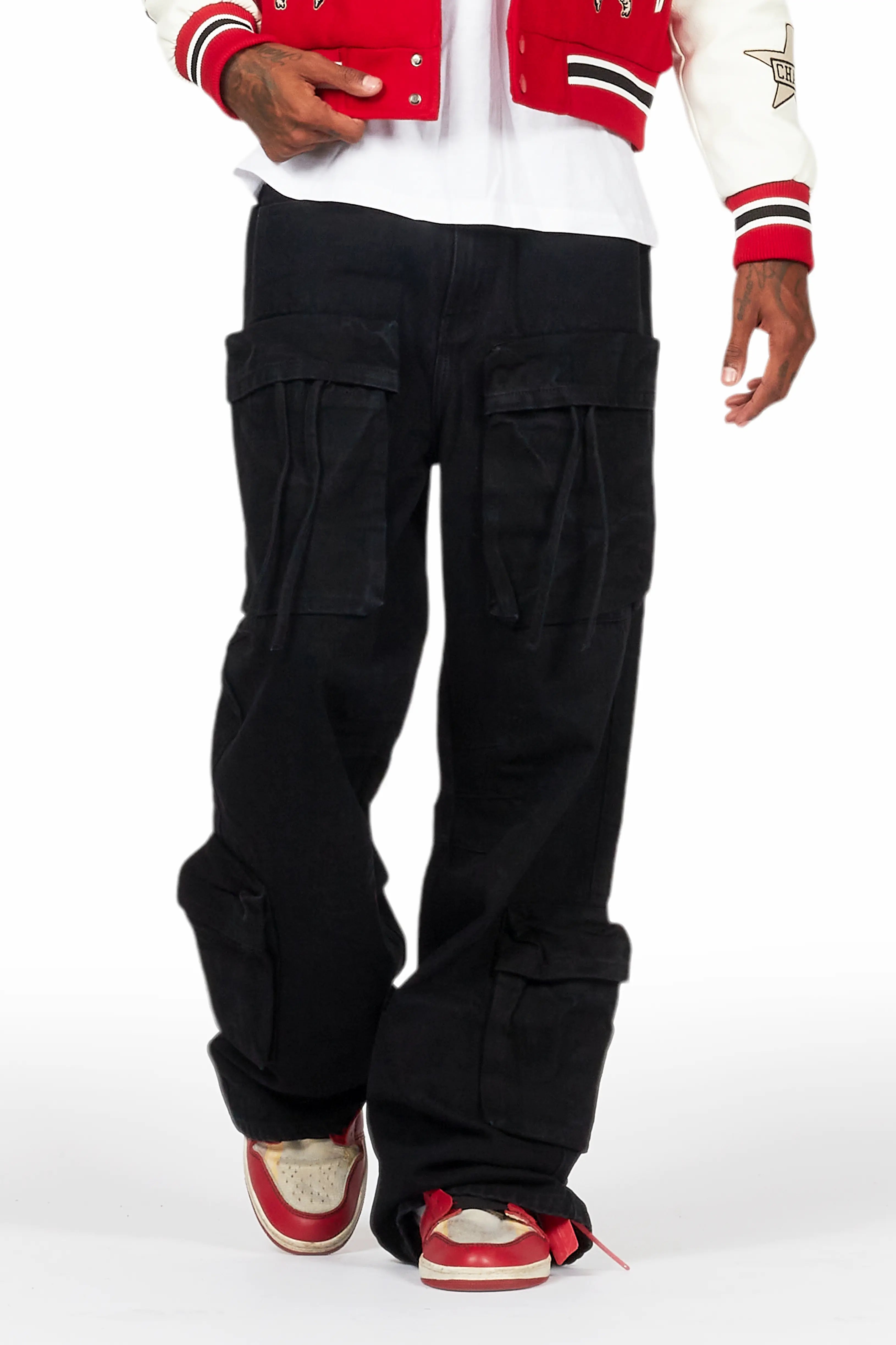 Cazer Black Baggy Fit Cargo Jean