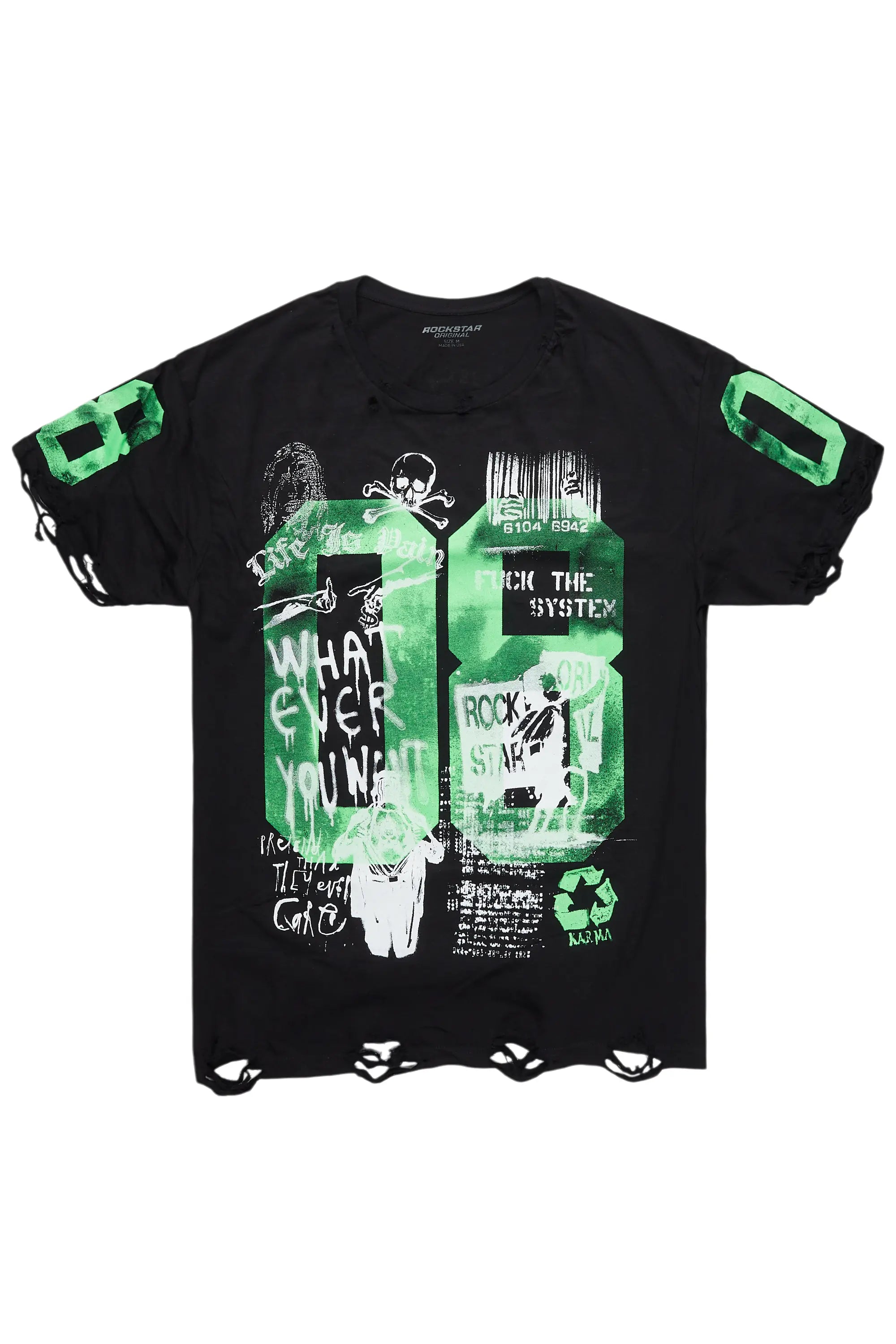 Grill Black/Green Graphic Oversized T-Shirt