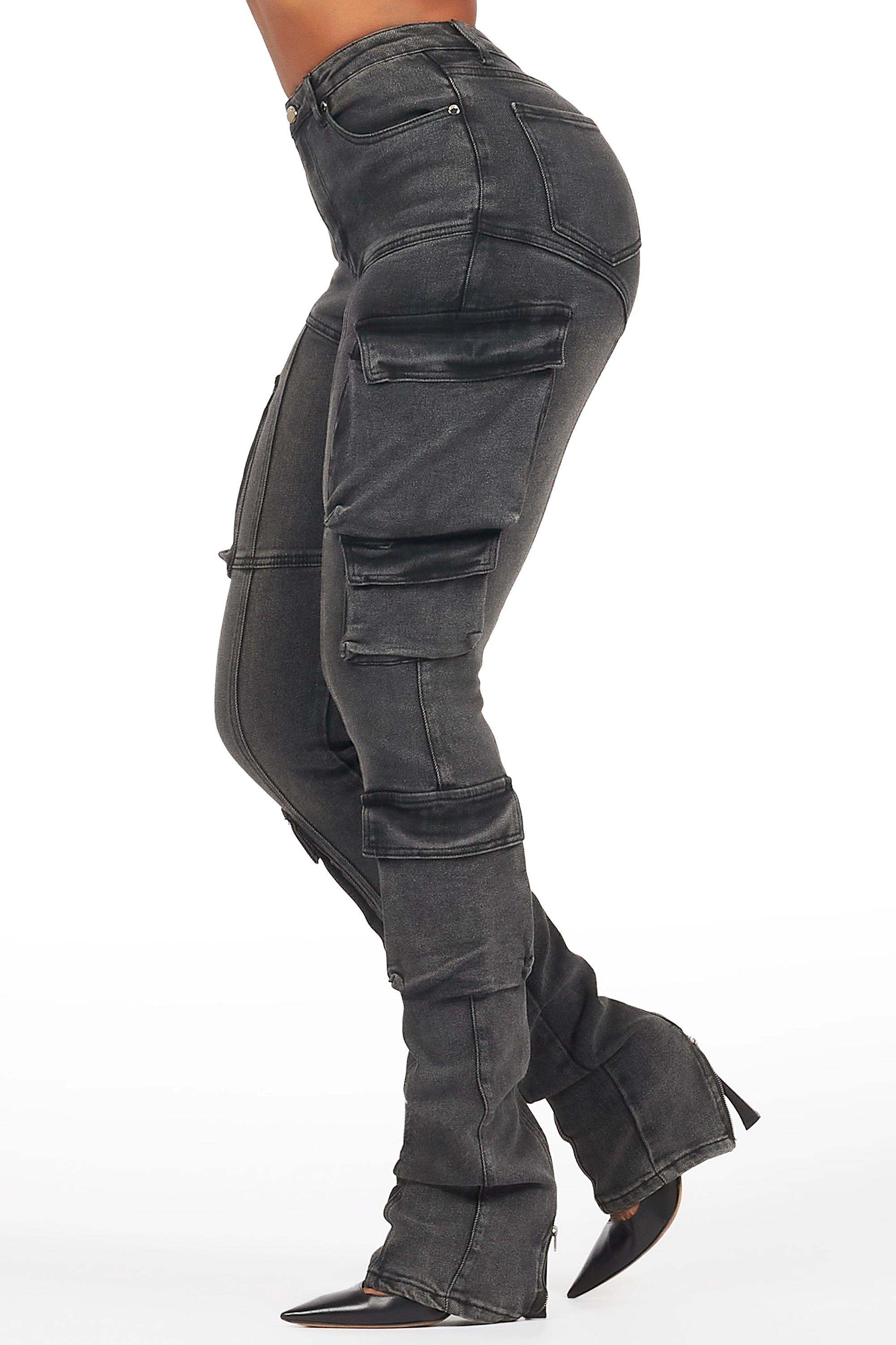 Jaylin Black Wash Skinny Stacked Jean