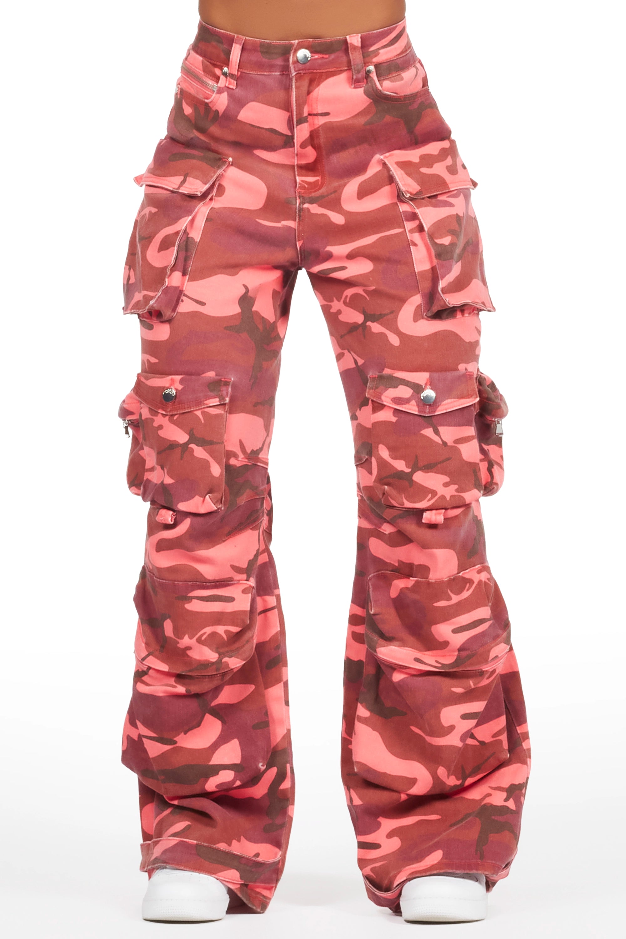 Nakia Pink Camo Cargo Wide Leg Jean