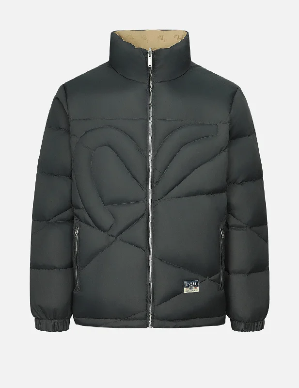 Basic Fashion Classic Pants Seagull Print Loose Fit Reversible Down Jacket