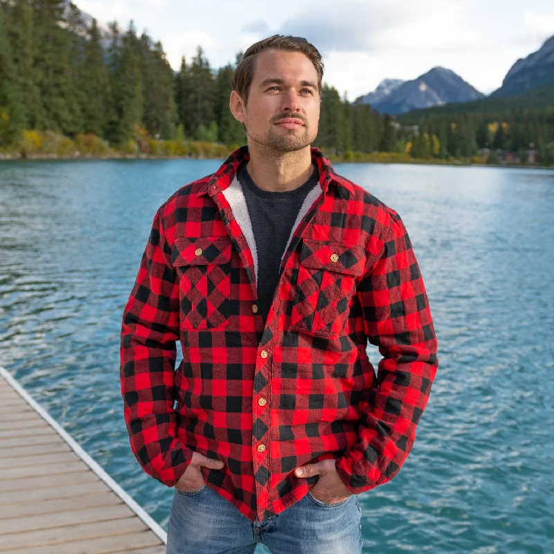 Street Casuals Easy Styles Sherpa Lined Flannel Shirt Mens Small Buffalo Check