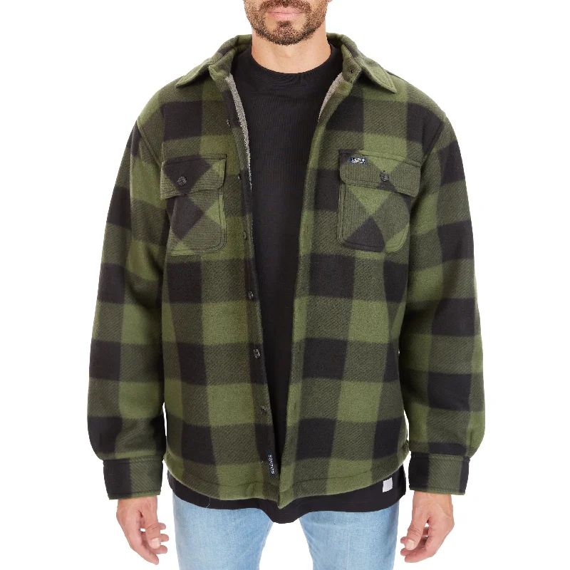 Stylish Layers Practical Jackets SHERPA-LINED PLAID FLEECE SHIRT JACKET