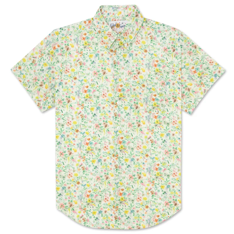 Comfortable Shirts Cozy Sweaters Short Sleeve Easy Shirt - Flower Painting - White
