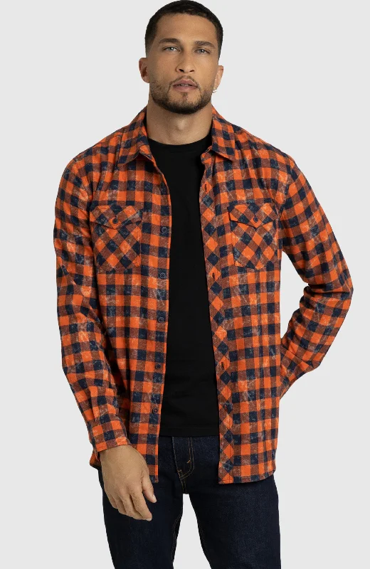 Easy Fit Fashion Sweaters Spiced Orange Plaid Shirt