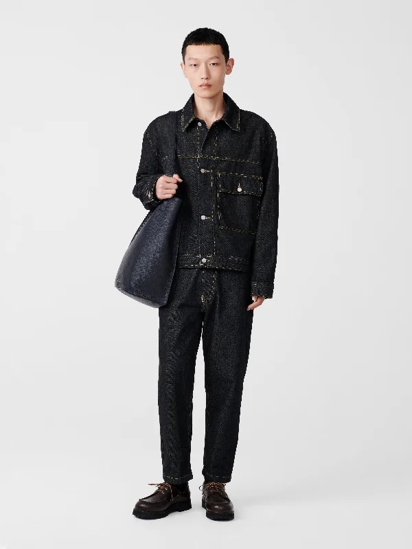 Flexible Styles Comfortable Wardrobe Tannaro Italian Denim Pant in Black