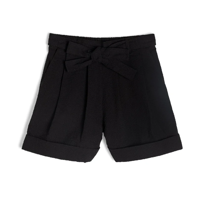 All-Weather Wear Sporty T-shirts Wide Cuffed Short - Seersucker 40s - Black