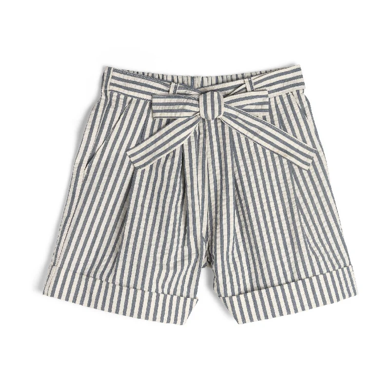 Easy Fit Minimalist Jackets Wide Cuffed Short - Seersucker Stripe - Blue/Cream