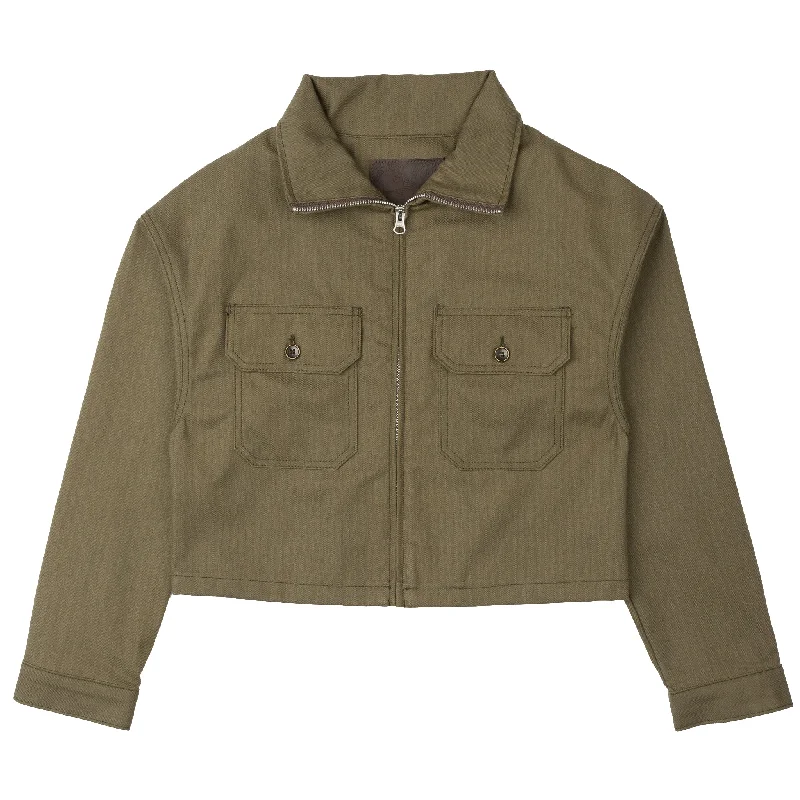 Everyday Comfort Wear Athletic Pants Zip Crop Jacket - Army HBT - Olive Drab