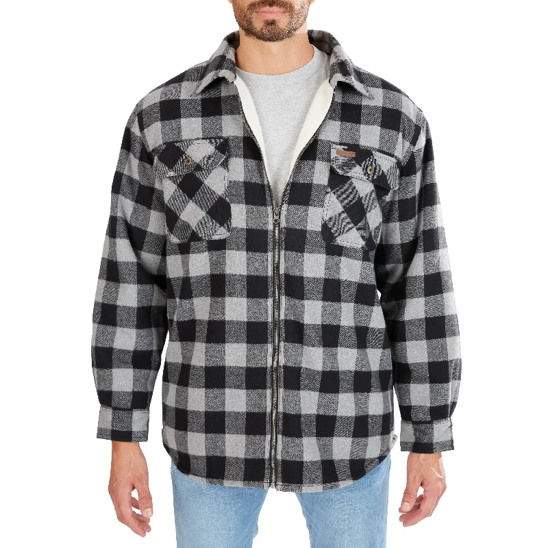 Comfortable Knitwear Comfortable Hoodies ZIP-FRONT SHERPA-LINED FLANNEL SHIRT JACKET Comfortable Knitwear Comfortable Hoodies ZIP-FRONT SHERPA-LINED FLANNEL SHIRT JACKET