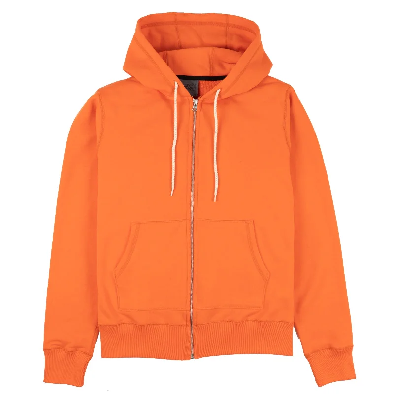 Urban Wear Sporty Sweatshirts Zip Hoodie - Orange Terry