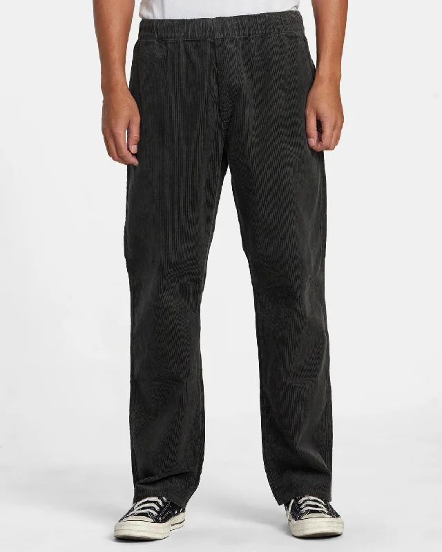 All-Weather Wear Comfortable Jeans Americana Elastic Waist Cord Pants - Pirate Black