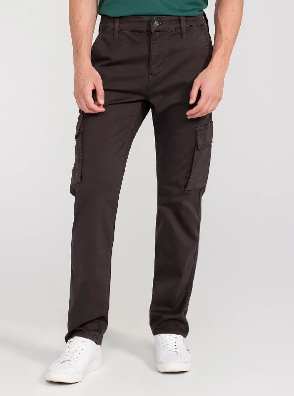 Premium Fit Comfort Jeans Brown Sateen Coated Cargo Pants