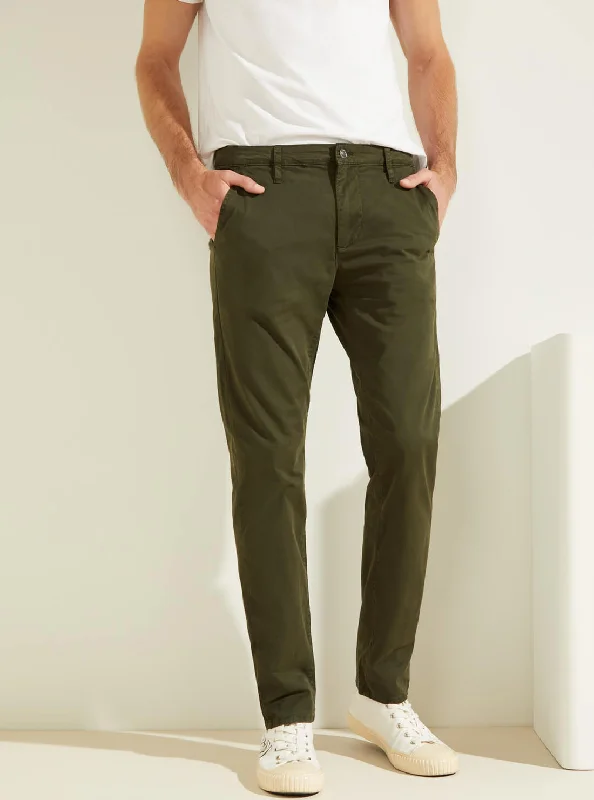 Comfy Suits Classic Footwear Deep Green Slim Fit Lonita Twill Chino Pants