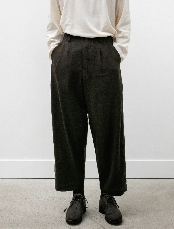 Two Pleat Pant Wool Linen Silk Twill Loden