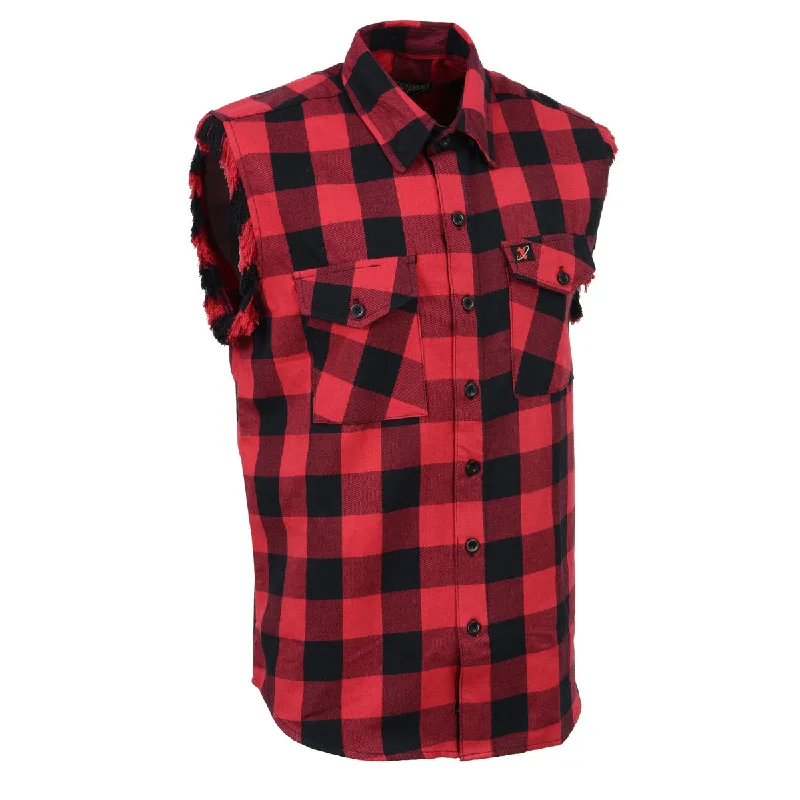 Cozy Looks Comfortable Suits Milwaukee Leather MNG11692 Men’s Classic Black and Red Button-Down Flannel Cut Off Frayed Sleeveless Casual Shirt Cozy Looks Comfortable Suits Milwaukee Leather MNG11692 Men’s Classic Black and Red Button-Down Flannel Cut Off Frayed Sleeveless Casual Shirt