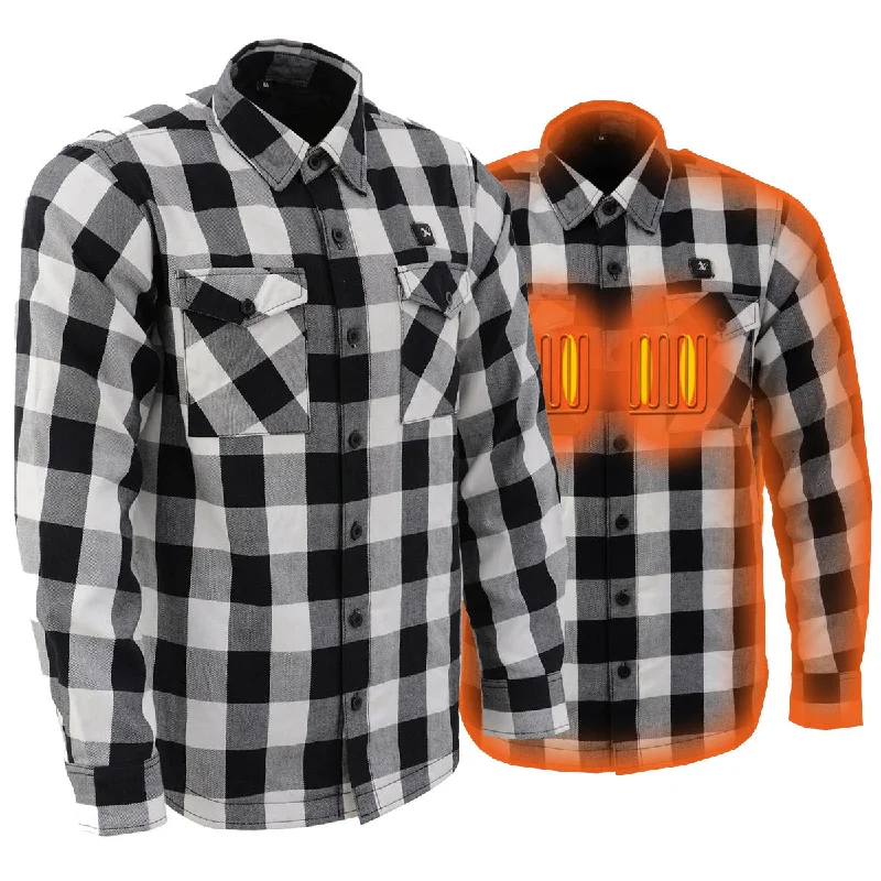 Comfy Outerwear Casual Suits Nexgen Heat Men's NXM1601SET Riffraff Black/Grey/White Heated Flannel Sleeve Shirt Outdoor Activities w/Battery Comfy Outerwear Casual Suits Nexgen Heat Men's NXM1601SET Riffraff Black/Grey/White Heated Flannel Sleeve Shirt Outdoor Activities w/Battery