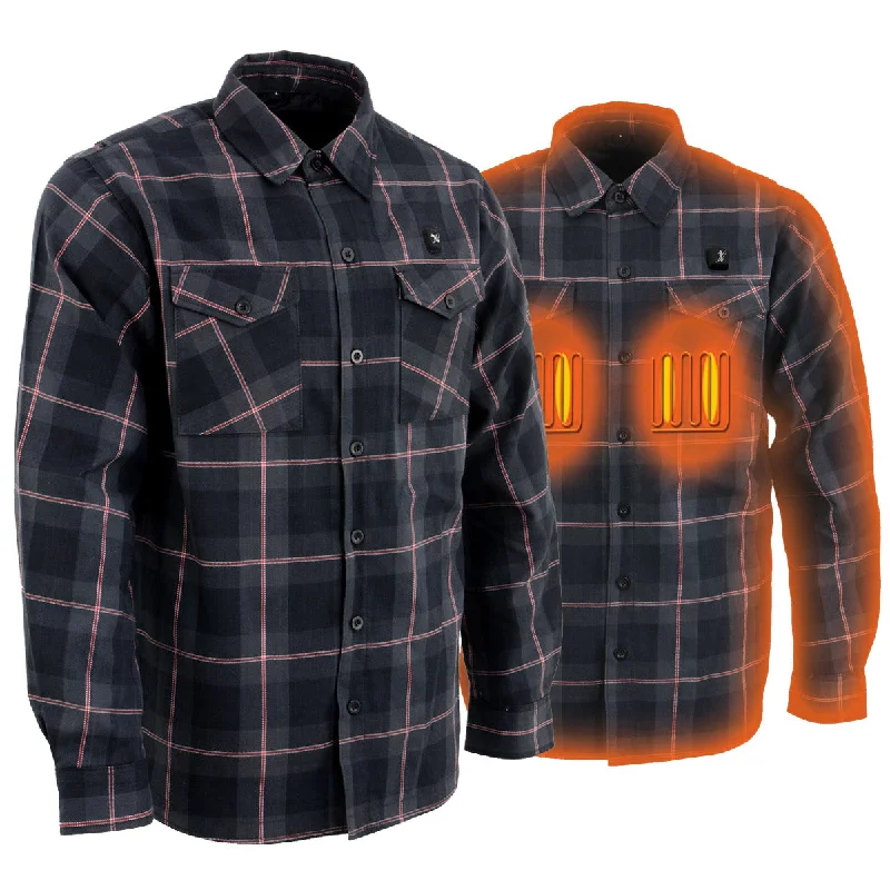 Urban Style Smart Footwear NexGen Heat Men's NXM1602SET Riffraff Black/Grey/Red Heated Flannel Sleeve Shirt for Outdoor Activities w/ Battery Urban Style Smart Footwear NexGen Heat Men's NXM1602SET Riffraff Black/Grey/Red Heated Flannel Sleeve Shirt for Outdoor Activities w/ Battery