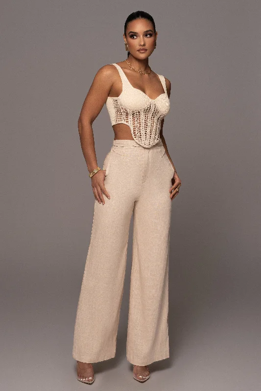 Flexible Wear Beige Waverly Linen Trousers