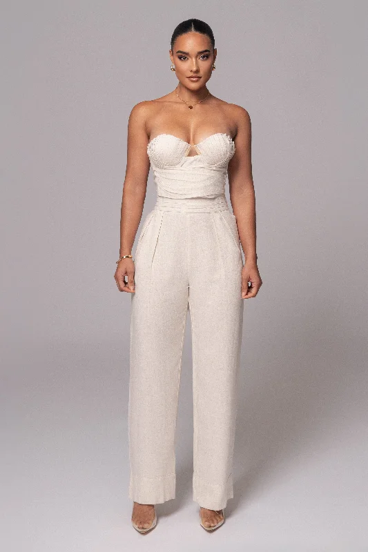 Sporty Styles Ivory Villa Views Linen Trousers