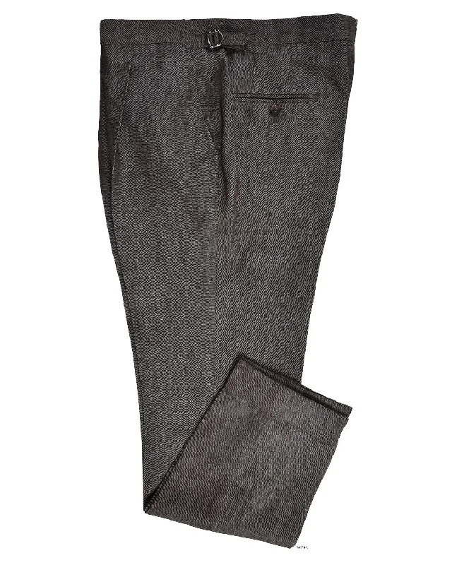 Street-Friendly Wear Solbiati Coffee Brown Linen Dress Pant