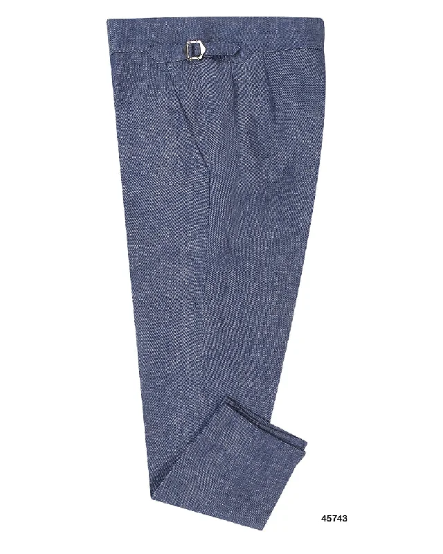 Classic Wear Solbiati Denim Blue Linen Dress Pant